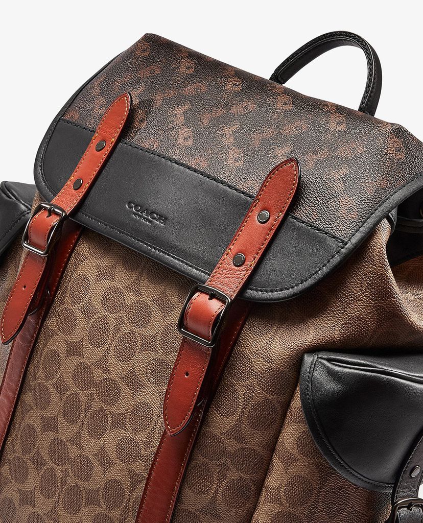 COACH - Balo nam da nắp gập Hitch With Horse & Carriage Print