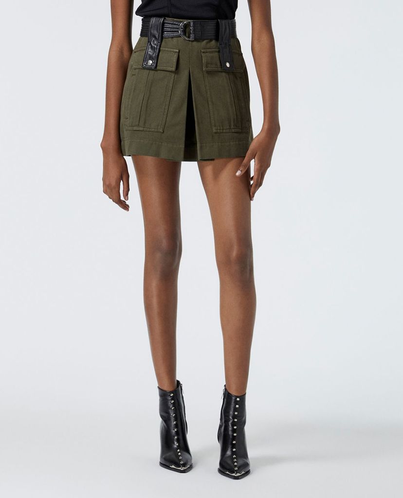 THE KOOPLES - Chân váy mini túi hộp phối zip Short Khaki