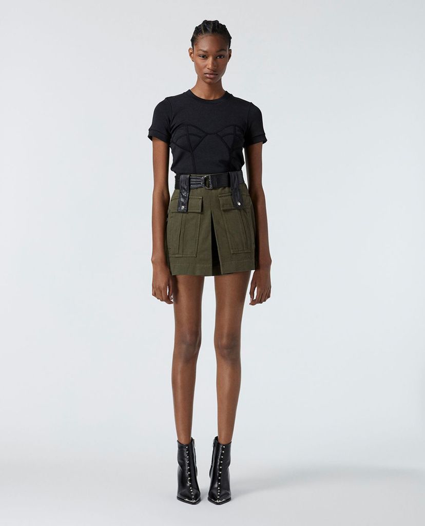 THE KOOPLES - Chân váy mini túi hộp phối zip Short Khaki