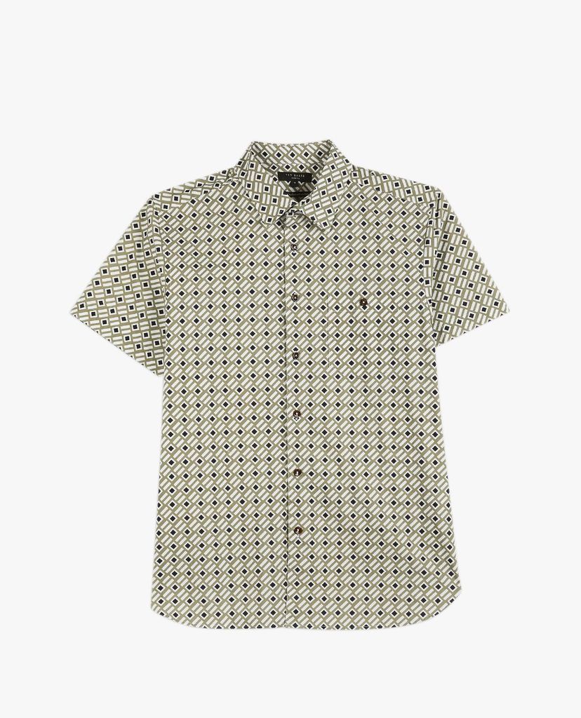 TED BAKER - Áo sơ mi nam tay ngắn phối họa tiết thời trang
