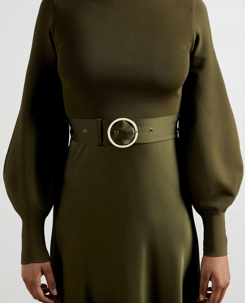 TED BAKER - Đầm midi tay dài phối thắt lưng Gwenii