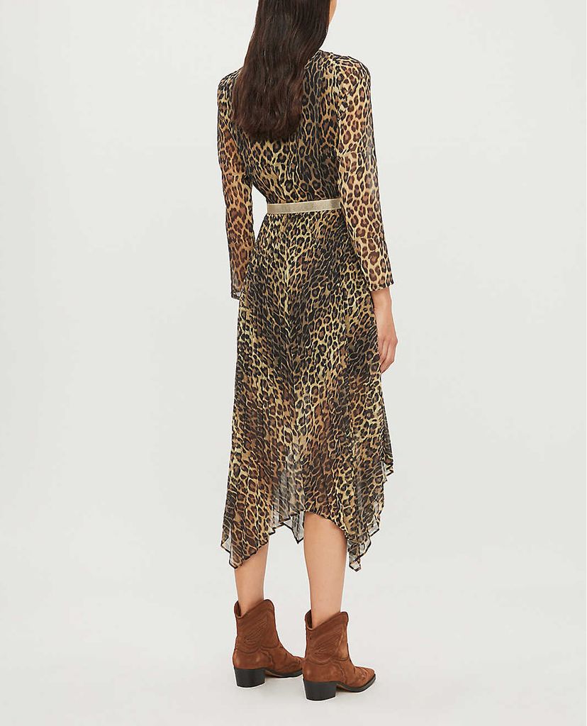 THE KOOPLES - Đầm midi họa tiết da báo cá tính