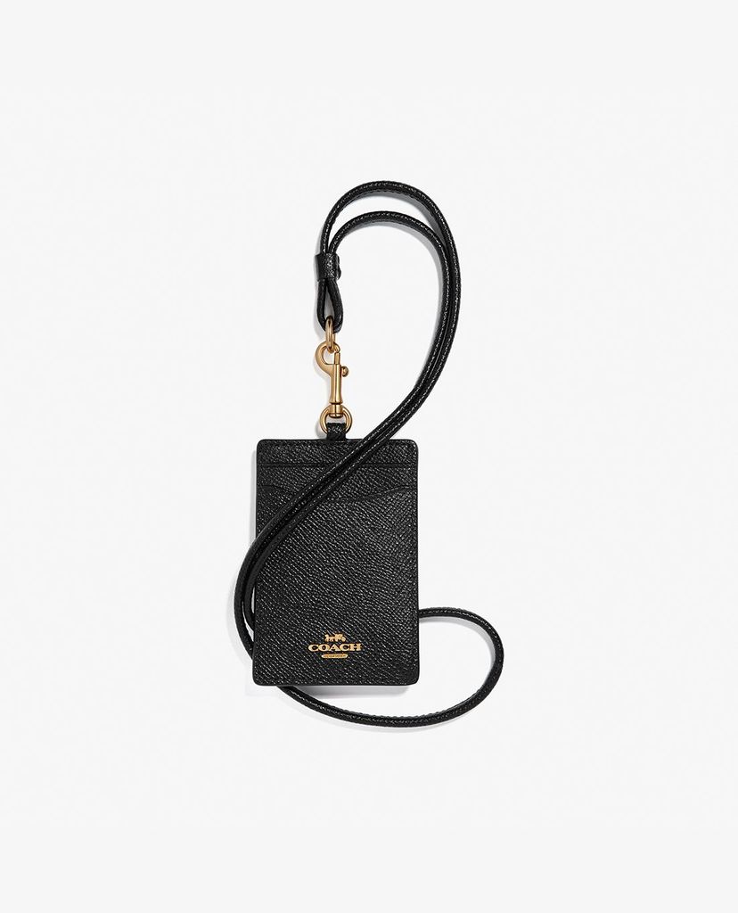 COACH - Thẻ bảng tên kèm dây đeo Lanyard ID In Crossgrain Leather