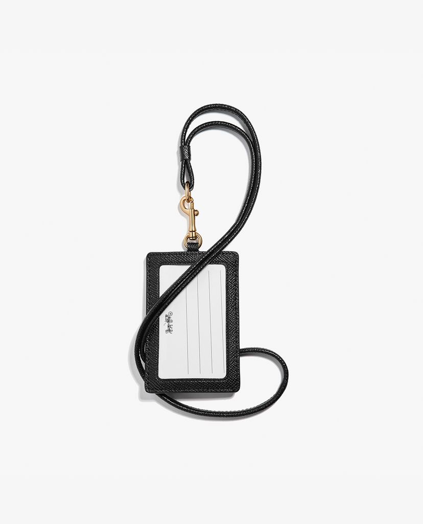 COACH - Thẻ bảng tên kèm dây đeo Lanyard ID In Crossgrain Leather