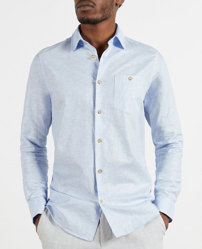 TED BAKER - Áo sơ mi nam tay dài Linen Sauss