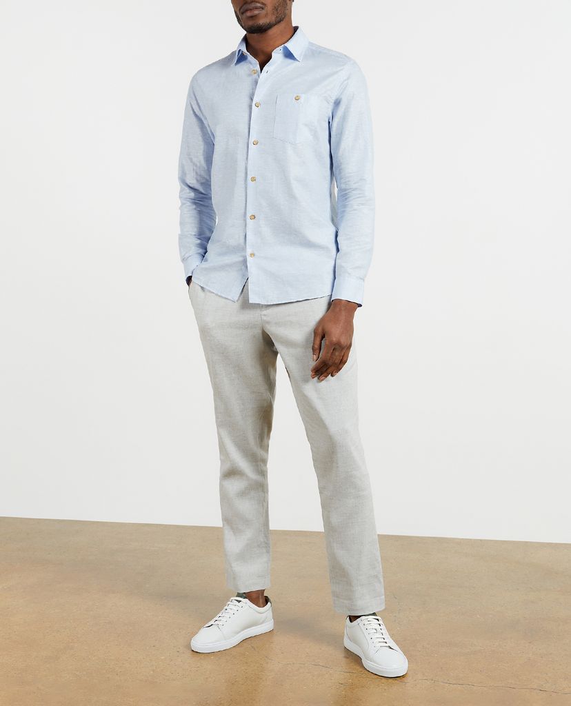 TED BAKER - Áo sơ mi nam tay dài Linen Sauss