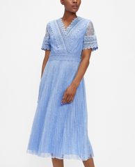 TED BAKER - Đầm midi cổ V xếp li Sonyyia