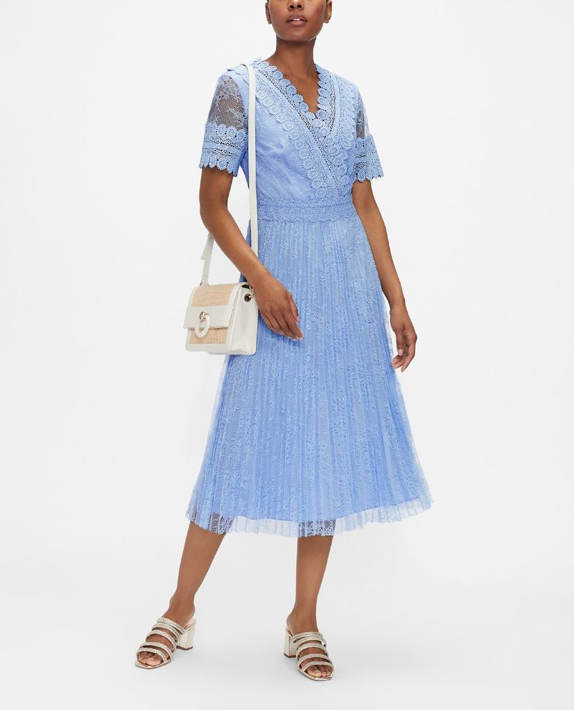 TED BAKER - Đầm midi cổ V xếp li Sonyyia