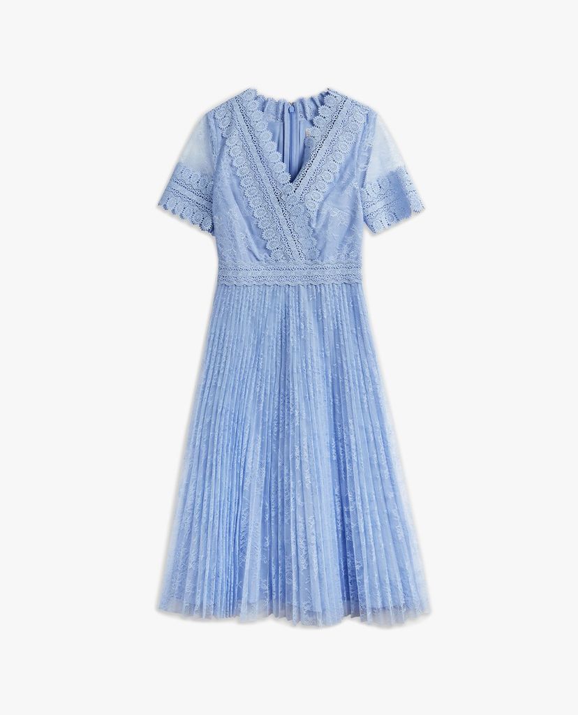 TED BAKER - Đầm midi cổ V xếp li Sonyyia