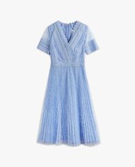 TED BAKER - Đầm midi cổ V xếp li Sonyyia