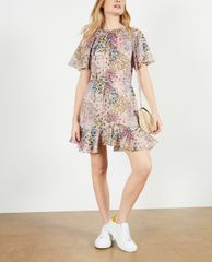 TED BAKER - Đầm mini cổ tròn ngắn tay Lalu