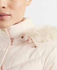 TED BAKER - Áo phao nữ dáng dài phối mũ trùm Fur Hood Puffa