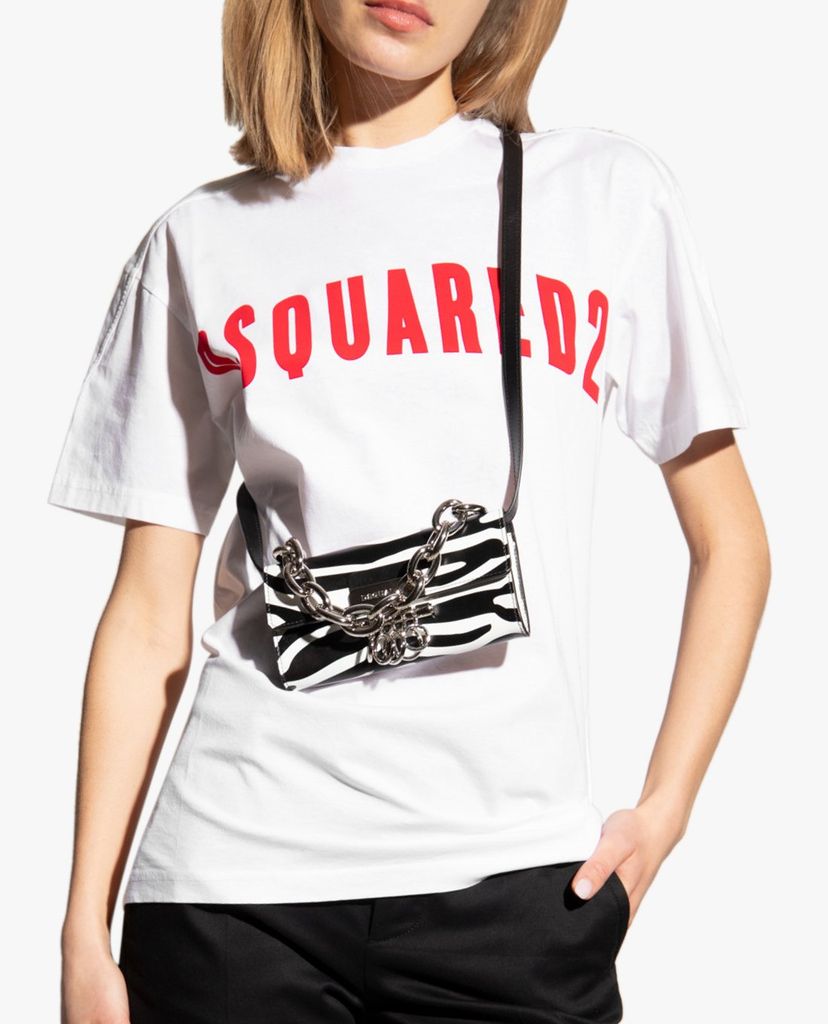 DSQUARED2 - Túi đeo chéo nữ chữ nhật nắp gập Animal Motif