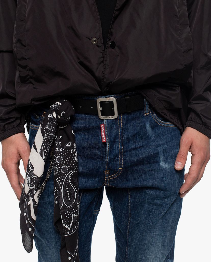DSQUARED2 - Thắt lưng nam khóa vuông Leather