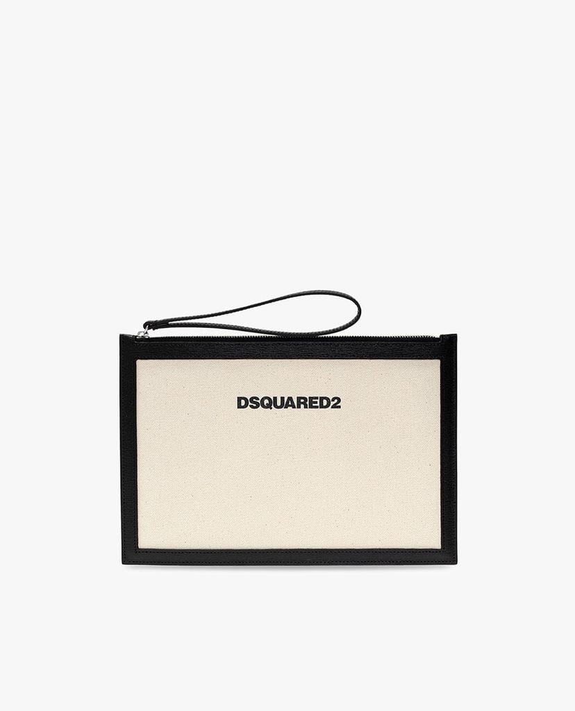 DSQUARED2 - Ví cầm tay nữ chữ nhật khóa zip phối logo