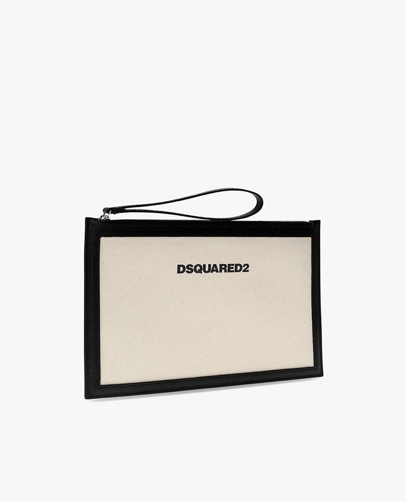 DSQUARED2 - Ví cầm tay nữ chữ nhật khóa zip phối logo