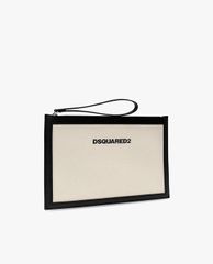 DSQUARED2 - Ví cầm tay nữ chữ nhật khóa zip phối logo