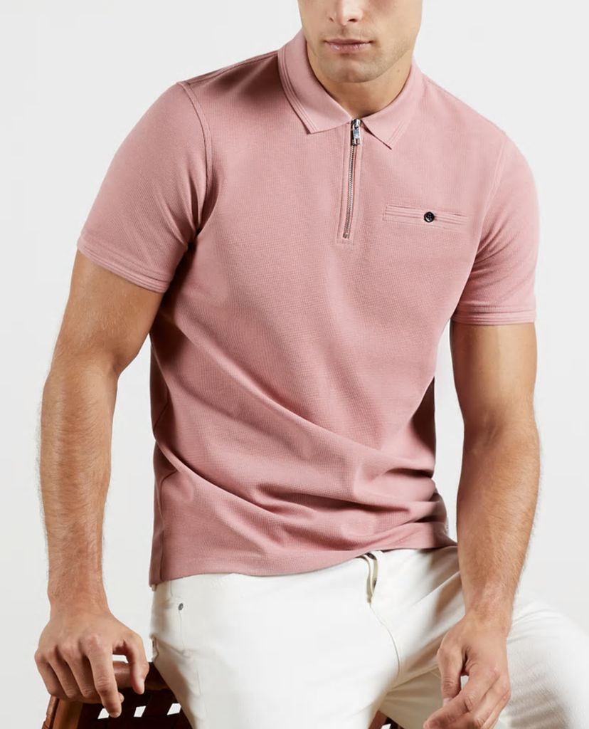TED BAKER - Áo polo nam tay ngắn phối khóa zip Dodgem
