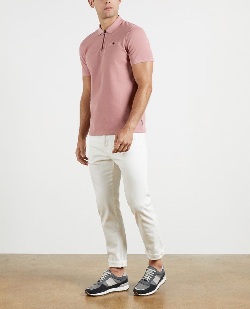 TED BAKER - Áo polo nam tay ngắn phối khóa zip Dodgem