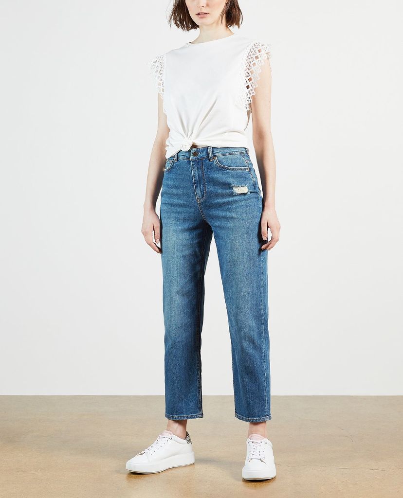 TED BAKER - Quần jeans nữ phom suông Emmba Straight Leg