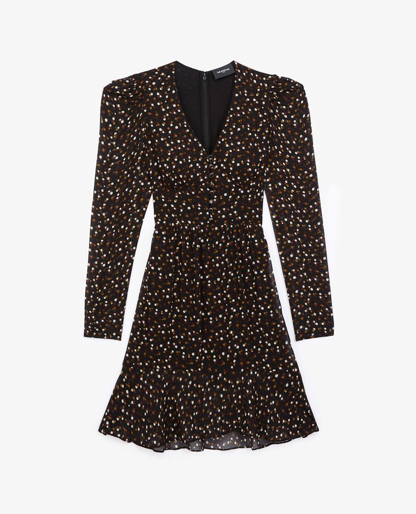 THE KOOPLES - Đầm mini phom xòe Polka Dot Print