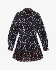 THE KOOPLES - Đầm mini sơ mi cổ bẻ tay dài phối họa tiết hoa nữ tính
