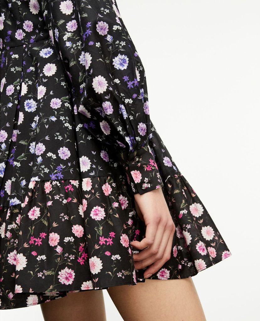 THE KOOPLES - Đầm mini sơ mi cổ bẻ tay dài phối họa tiết hoa nữ tính