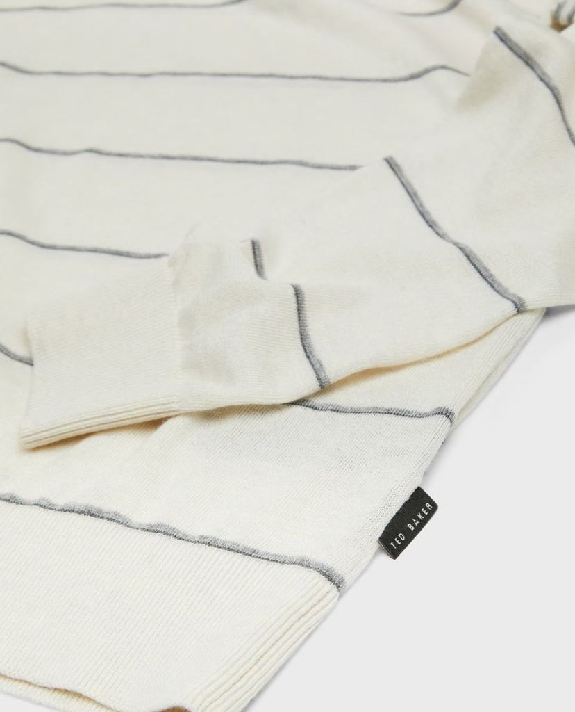 TED BAKER - Áo len nam tay dài cổ tròn Stripe Mock Neck