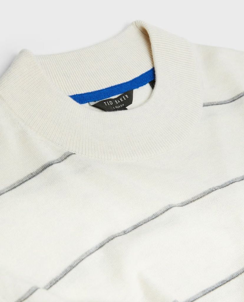 TED BAKER - Áo len nam tay dài cổ tròn Stripe Mock Neck