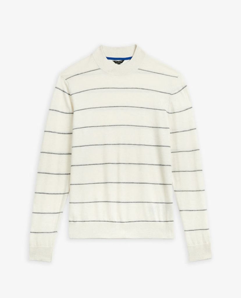 TED BAKER - Áo len nam tay dài cổ tròn Stripe Mock Neck