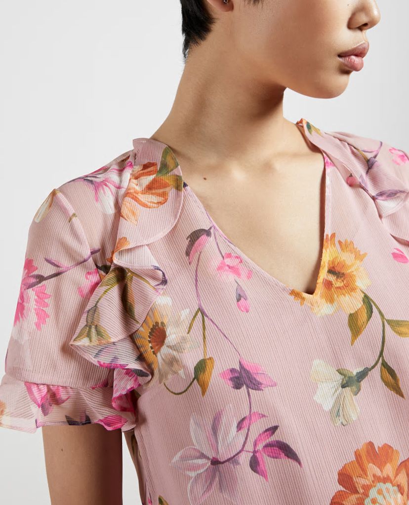 TED BAKER - Áo kiểu nữ cổ V họa tiết hoa Estelee