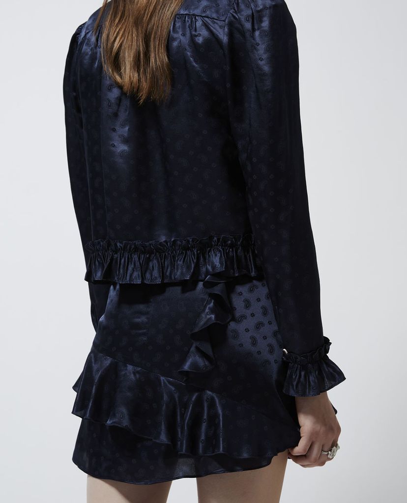 THE KOOPLES - Áo sơ mi nữ tay dài cổ nhún bèo Frills