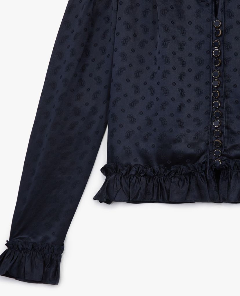 THE KOOPLES - Áo sơ mi nữ tay dài cổ nhún bèo Frills