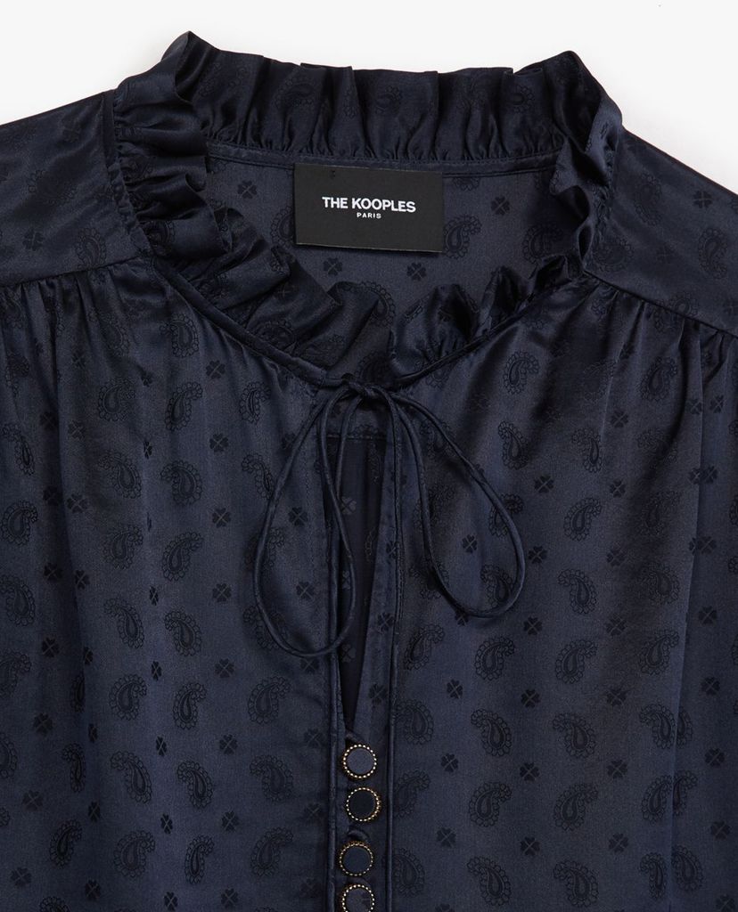 THE KOOPLES - Áo sơ mi nữ tay dài cổ nhún bèo Frills