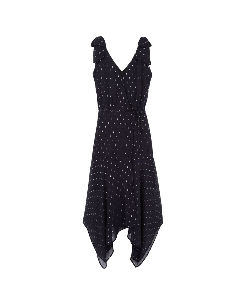 THE KOOPLES - Đầm midi cổ V sát nách Polka Dot Print