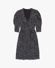 THE KOOPLES - Đầm mini cổ V tay ngắn chấm bi thời trang