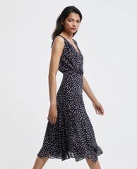 THE KOOPLES - Đầm midi sát nách cổ V Polka Dots