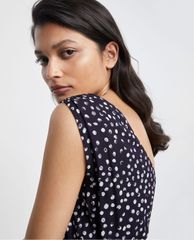 THE KOOPLES - Đầm midi sát nách cổ V Polka Dots