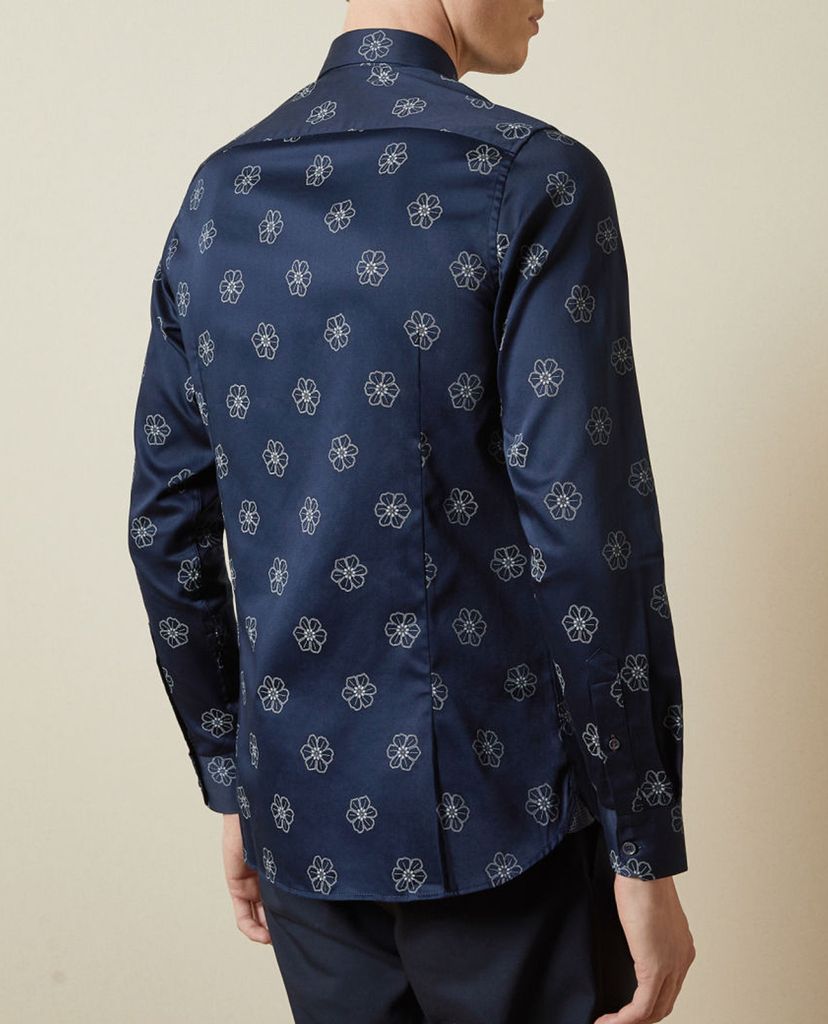 TED BAKER - Áo sơ mi nam tay dài Navy Floral Print