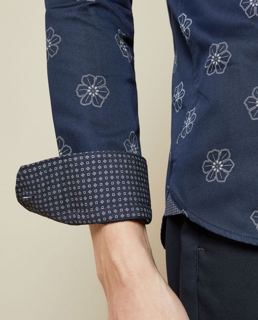 TED BAKER - Áo sơ mi nam tay dài Navy Floral Print