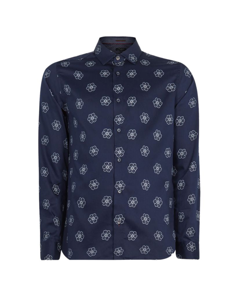 TED BAKER - Áo sơ mi nam tay dài Navy Floral Print