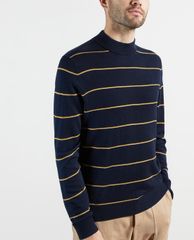 TED BAKER - Áo len nam tay dài cổ tròn Stripe Mock Neck