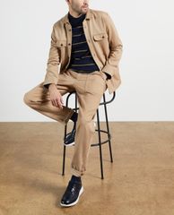 TED BAKER - Áo len nam tay dài cổ tròn Stripe Mock Neck