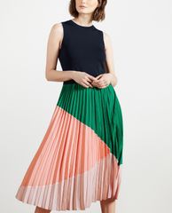 TED BAKER - Đầm midi xếp li Indiggo