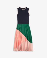 TED BAKER - Đầm midi xếp li Indiggo