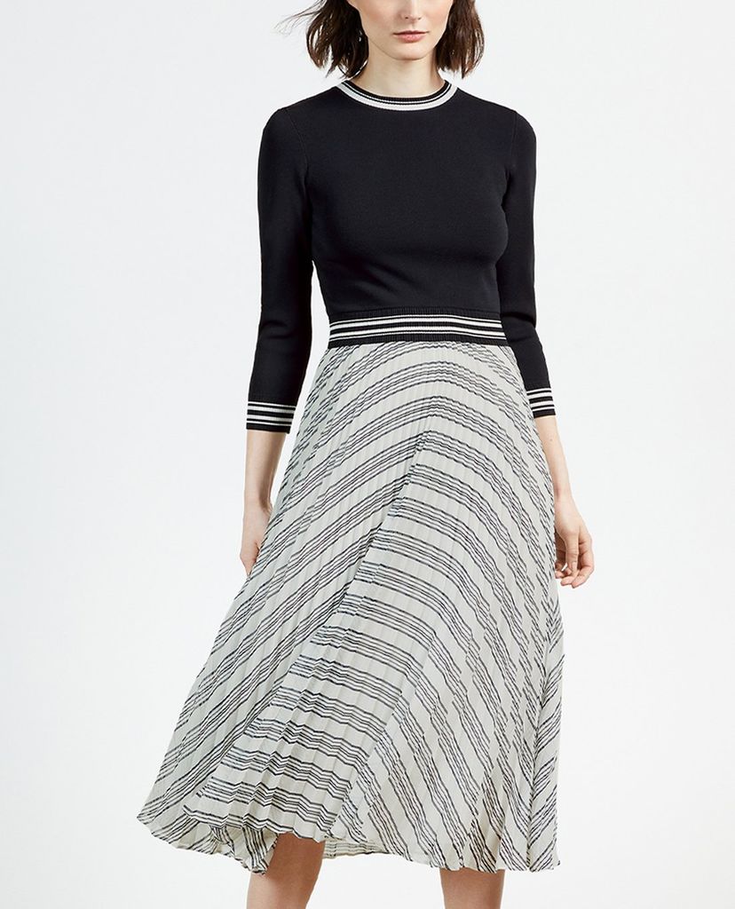 TED BAKER - Đầm midi xếp li nữ tính Lantai