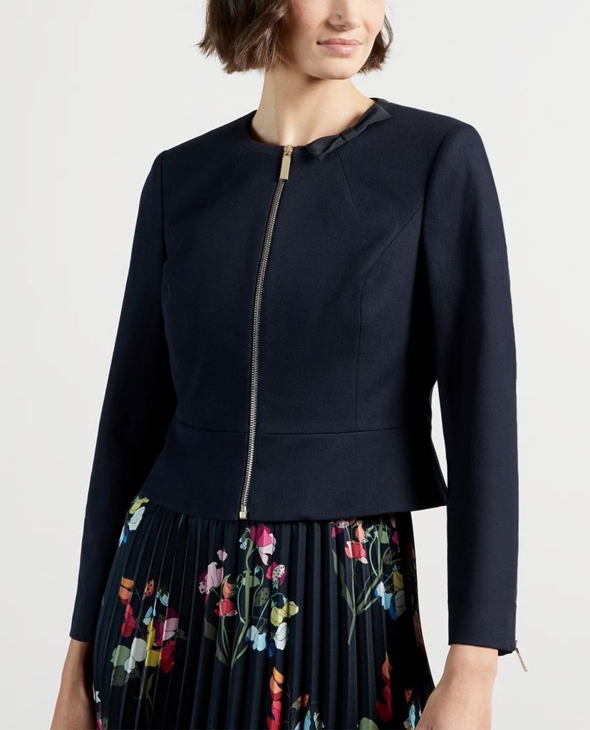 TED BAKER - Áo khoác kiểu nữ cổ tròn viền nơ Janni