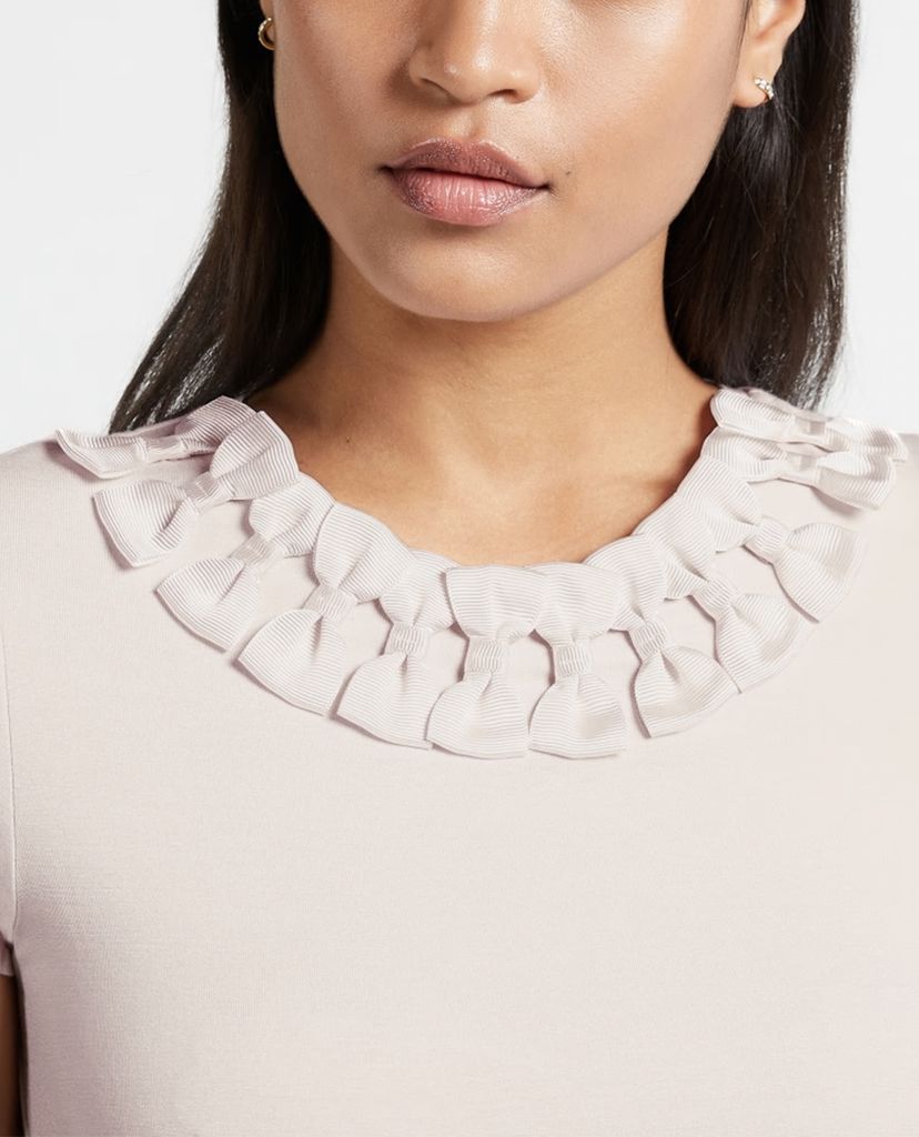 TED BAKER - Áo kiểu nữ cổ tròn viền nơ Charre