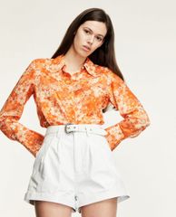 THE KOOPLES - Áo sơ mi nữ tay dài Satin Effect Flowers