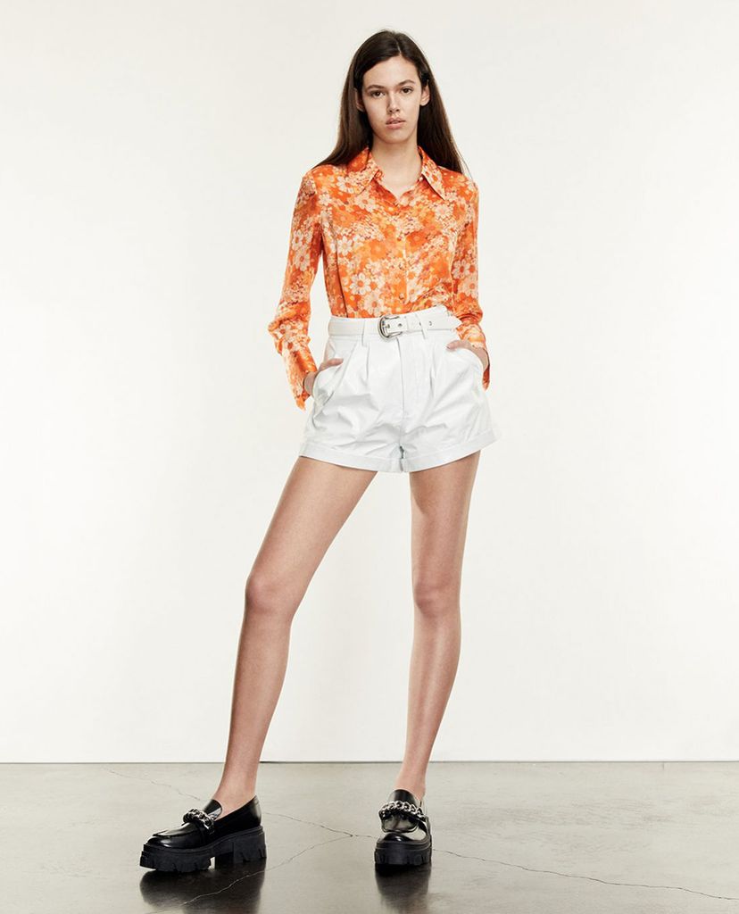 THE KOOPLES - Áo sơ mi nữ tay dài Satin Effect Flowers